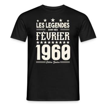 cadeau d'anniversaire Février 1960. février 1960. - T-shirt homme - noir - Devant - AI Model Male 178 light (178cm)