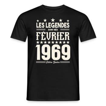 cadeau d'anniversaire Février 1969. février 1969. - T-shirt homme - noir - Devant - AI Model Male 178 light (178cm)