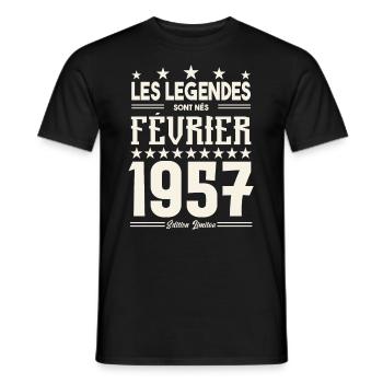 cadeau d'anniversaire Février 1957. février 1957. - T-shirt homme - noir - Devant - AI Model Male 178 light (178cm)