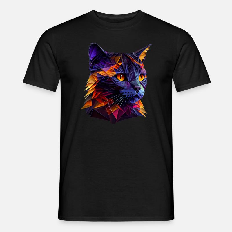 Cat Cats Kitten Polygon Cat - Men's T-shirt - black