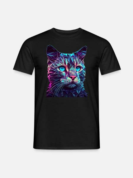 Cat Cats Kitten Polygon Cat - Men's T-Shirt - black