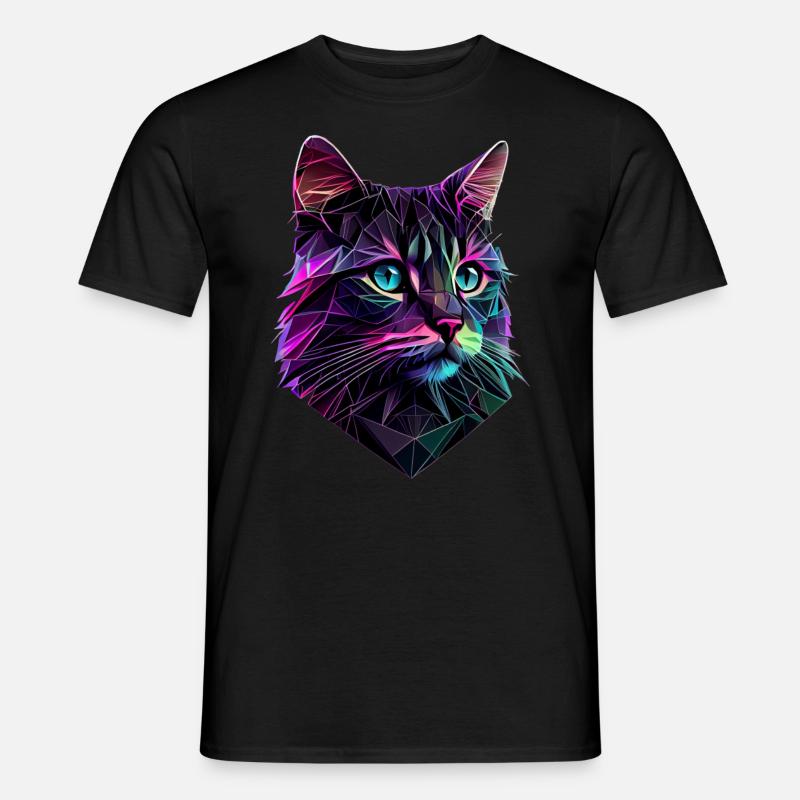 Cat Cats Kitten Polygon Cat - Men's T-shirt - black
