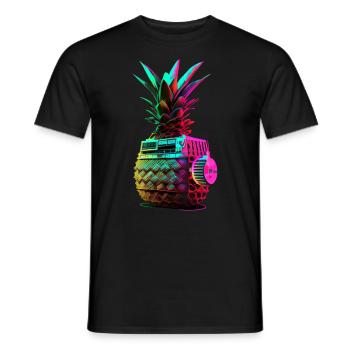 EDM Music Rave Festival Pineapple Techno - Men's T-Shirt - black - Front - AI Model Male 178 light (178cm)