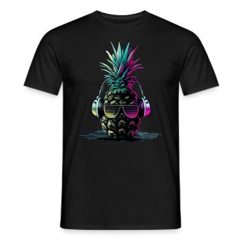 EDM Music Rave Festival Pineapple Techno - Men's T-Shirt - black - Front - AI Model Male 178 light (178cm)