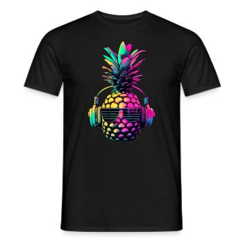 EDM Music Rave Festival Pineapple Techno - Men's T-Shirt - black - Front - AI Model Male 178 light (178cm)