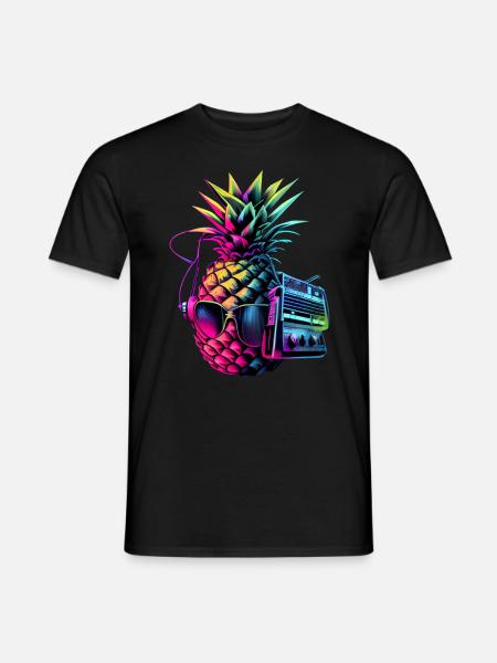 EDM Music Rave Festival Ananas Techno - Heren T-shirt - zwart