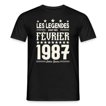 cadeau d'anniversaire Février 1987. février 1987. - T-shirt homme - noir - Devant - AI Model Male 178 light (178cm)