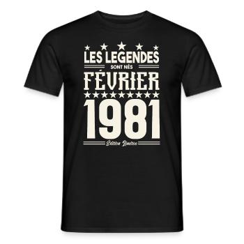 cadeau d'anniversaire Février 1981. février 1981. - T-shirt homme - noir - Devant - AI Model Male 178 light (178cm)