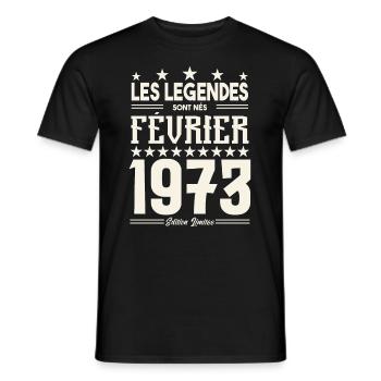 cadeau d'anniversaire Février 1973. février 1973. - T-shirt homme - noir - Devant - AI Model Male 178 light (178cm)