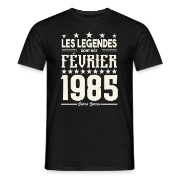 cadeau d'anniversaire Février 1985. février 1985. - T-shirt homme - noir - Devant - AI Model Male 178 light (178cm)