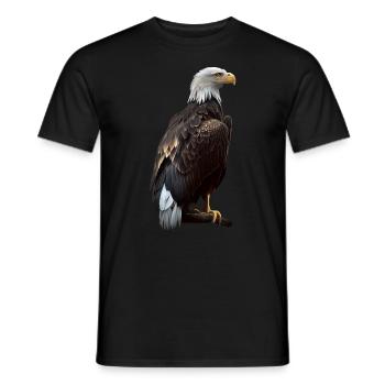 Cool polygon design with a bald eagle - Men's T-Shirt - black - Front - AI Model Male 178 light (178cm)