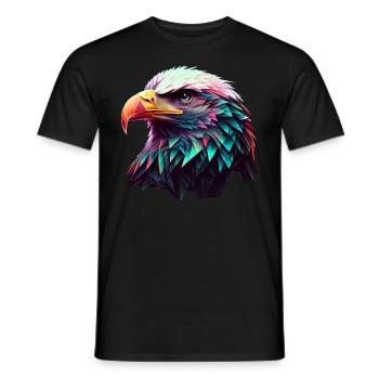 Cool polygon design with a bald eagle - Men's T-Shirt - black - Front - AI Model Male 178 light (178cm)