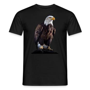 Cool polygon design with a bald eagle - Men's T-Shirt - black - Front - AI Model Male 178 light (178cm)