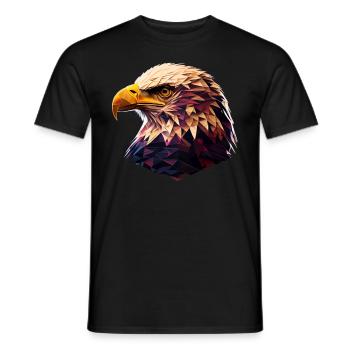 Cool polygon design with a bald eagle - Men's T-Shirt - black - Front - AI Model Male 178 light (178cm)