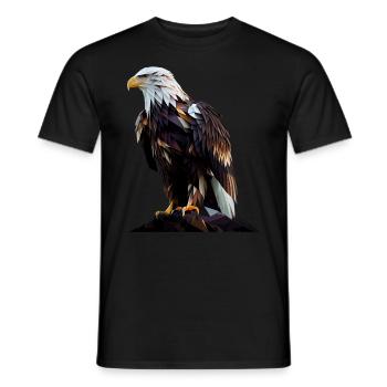 Cool polygon design with a bald eagle - Men's T-Shirt - black - Front - AI Model Male 178 light (178cm)