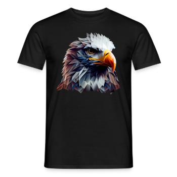 Cool polygon design with a bald eagle - Men's T-Shirt - black - Front - AI Model Male 178 light (178cm)