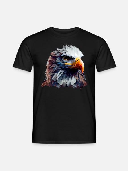 Cooles Polygon Design Mit Einem Weißkopfseeadler - Männer T-Shirt - Schwarz
