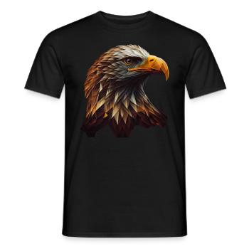 Cool polygon design with a bald eagle - Men's T-Shirt - black - Front - AI Model Male 178 light (178cm)