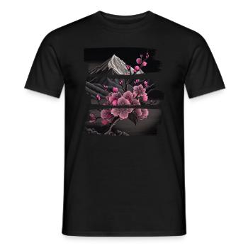 Temple japonais vintage des fleurs de cerisier Sakura - T-shirt homme - noir - Devant - AI Model Male 178 light (178cm)