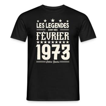 cadeau d'anniversaire Février 1973. février 1973. - T-shirt homme - noir - Devant - AI Model Male 178 light (178cm)