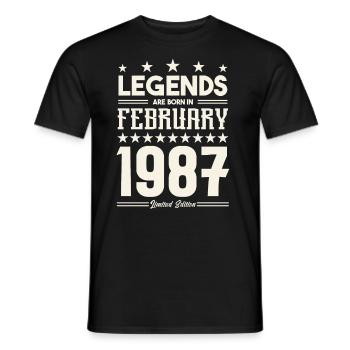 Gift legend February 1987. Gift February 1987. - Men's T-Shirt - black - Front - AI Model Male 178 light (178cm)