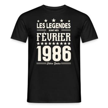 cadeau d'anniversaire Février 1986. février 1986. - T-shirt homme - noir - Devant - AI Model Male 178 light (178cm)