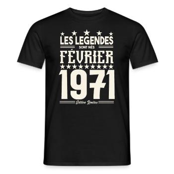 cadeau d'anniversaire Février 1971. février 1971. - T-shirt homme - noir - Devant - AI Model Male 178 light (178cm)