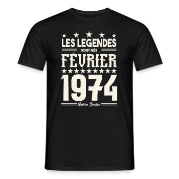 cadeau d'anniversaire Février 1974. février 1974. - T-shirt homme - noir - Devant - AI Model Male 178 light (178cm)