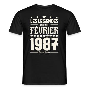 cadeau d'anniversaire Février 1987. février 1987. - T-shirt homme - noir - Devant - AI Model Male 178 light (178cm)