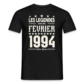 cadeau d'anniversaire Février 1994. février 1994. - T-shirt homme - noir - Devant - AI Model Male 178 light (178cm)