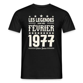 cadeau d'anniversaire Février 1977. février 1977. - T-shirt homme - noir - Devant - AI Model Male 178 light (178cm)