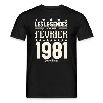 cadeau d'anniversaire Février 1981. février 1981. - T-shirt homme - noir - Devant - AI Model Male 178 light (178cm)