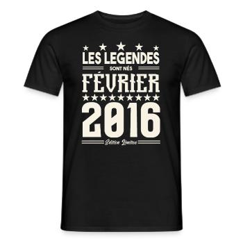 cadeau d'anniversaire Février 2016. février 2016. - T-shirt homme - noir - Devant - AI Model Male 178 light (178cm)