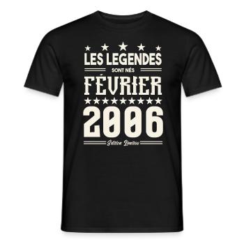 cadeau d'anniversaire Février 2006. février 2006. - T-shirt homme - noir - Devant - AI Model Male 178 light (178cm)