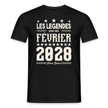 cadeau d'anniversaire Février 2028. février 2028. - T-shirt homme - noir - Devant - AI Model Male 178 light (178cm)