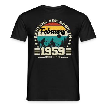 février 1959. Cadeau d'anniversaire février 1959. - T-shirt homme - noir - Devant - AI Model Male 178 light (178cm)