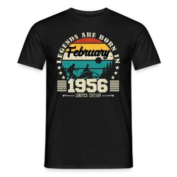 February 1956. Birthday gift February 1956. - Men's T-Shirt - black - Front - AI Model Male 178 light (178cm)