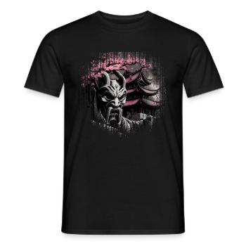 Vintage Japanese Sakura Cherry Blossom Temple - Men's T-Shirt - black - Front - AI Model Male 178 light (178cm)