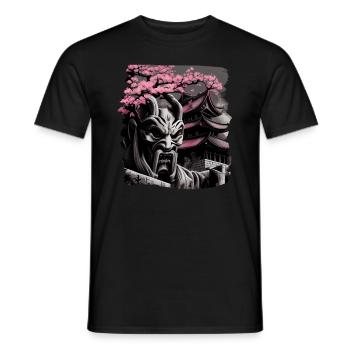 Vintage Japanese Sakura Cherry Blossom Temple - Men's T-Shirt - black - Front - AI Model Male 178 light (178cm)