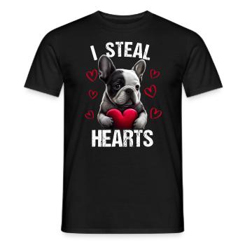 Je vole des cœurs chien Frenchie français bulldog - T-shirt homme - noir - Devant - AI Model Male 178 light (178cm)