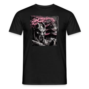 Temple japonais vintage des fleurs de cerisier Sakura - T-shirt homme - noir - Devant - AI Model Male 178 light (178cm)