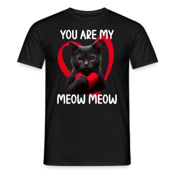 Tu es mon Meow Meow Cat - T-shirt homme - noir - Devant - AI Model Male 178 light (178cm)