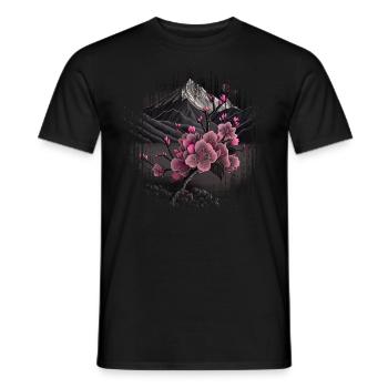 Temple japonais vintage des fleurs de cerisier Sakura - T-shirt homme - noir - Devant - AI Model Male 178 light (178cm)