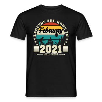 février 2021. Cadeau d'anniversaire février 2021. - T-shirt homme - noir - Devant - AI Model Male 178 light (178cm)