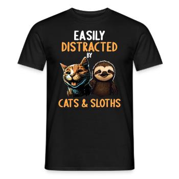 Leicht Ablenkbar durch Katzen Und Faultiere - Männer T-Shirt - Schwarz - Vorne - AI Model Male 178 light (178cm)
