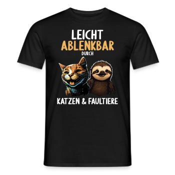 Leicht Ablenkbar durch Katzen Und Faultiere - Männer T-Shirt - Schwarz - Vorne - AI Model Male 178 light (178cm)