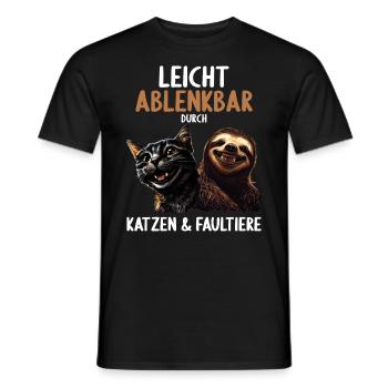 Leicht Ablenkbar durch Katzen Und Faultiere - Männer T-Shirt - Schwarz - Vorne - AI Model Male 178 light (178cm)