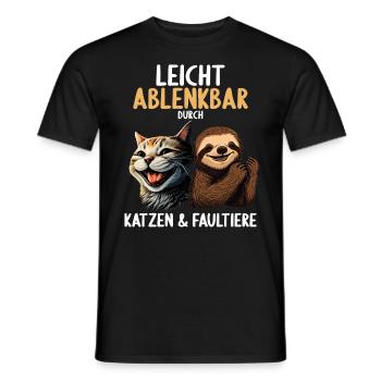 Leicht Ablenkbar durch Katzen Und Faultiere - Männer T-Shirt - Schwarz - Vorne - AI Model Male 178 light (178cm)