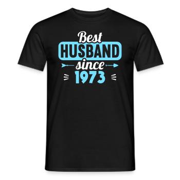 50th Wedding Anniversary Best Husband since 1973 - Men's T-Shirt - black - Front - AI Model Male 178 light (178cm)