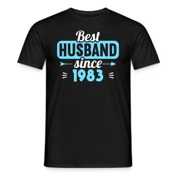 40th Wedding Anniversary Best Husband since 1983 - Men's T-Shirt - black - Front - AI Model Male 178 light (178cm)